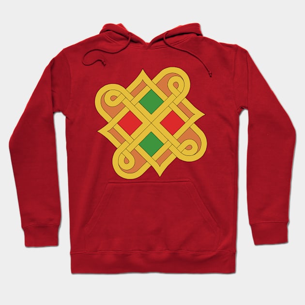 Durrow Knotwork 2016 Red and Green Hoodie by AzureLionProductions